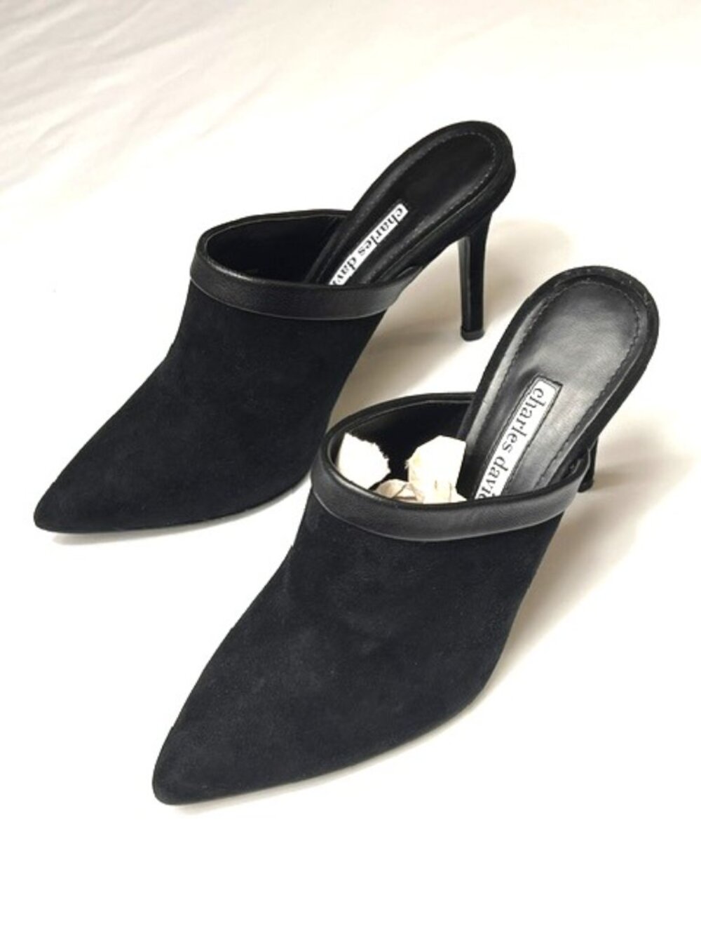 Charles David Fine Leather and Suede Stiletto Mules Sz 6.5 EUC